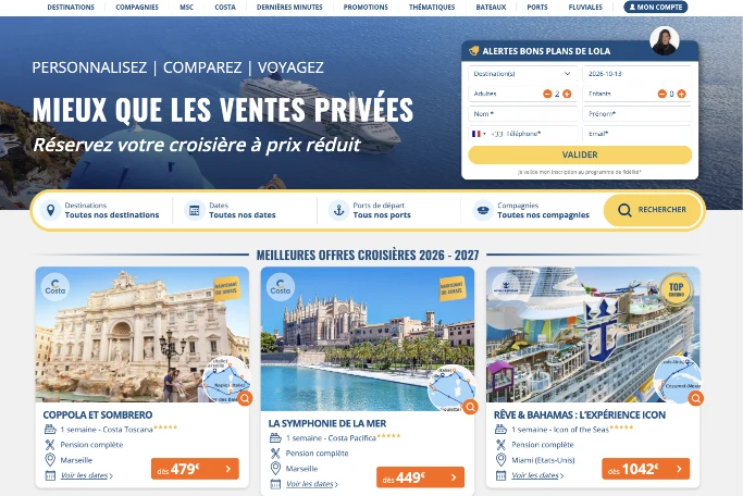 Le site Destockage Croisières